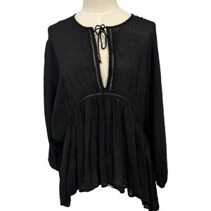 Faithfull the brand‎ black boho top womens medium.
